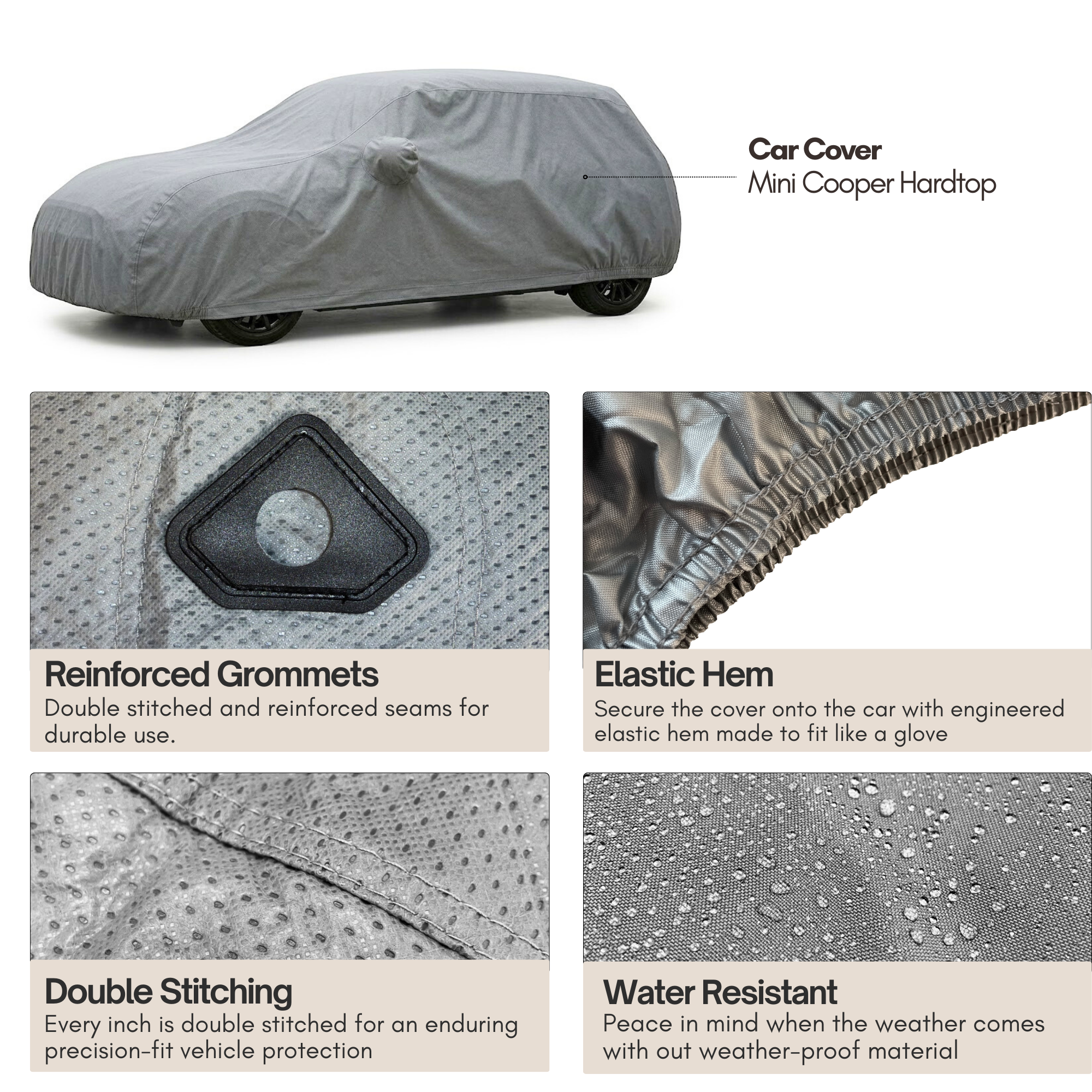 Car Cover for Mini Cooper Hardtop 2 Door and 4 Door, Convertible, Coupe, fits up to 158