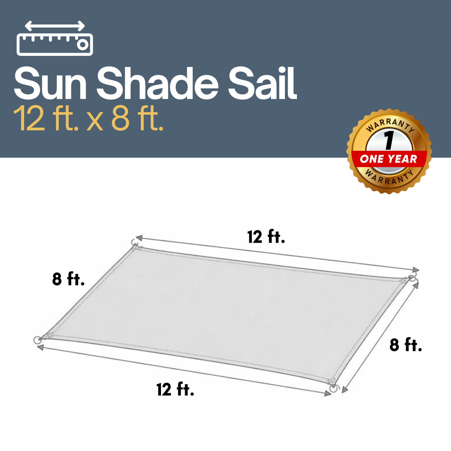 Sun Shade Screen Mesh Panel (12' x 8') with Grommets for Patio, Balconies, Gazebo & Pergola (Black Panel ONLY with Cords) - Formosa Covers