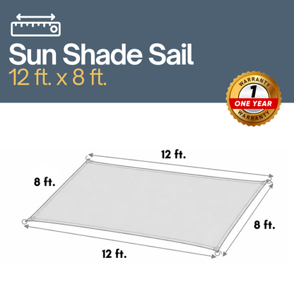 Sun Shade Screen Mesh Panel (12' x 8') with Grommets for Patio, Balconies, Gazebo & Pergola (Black Panel ONLY with Cords) - Formosa Covers