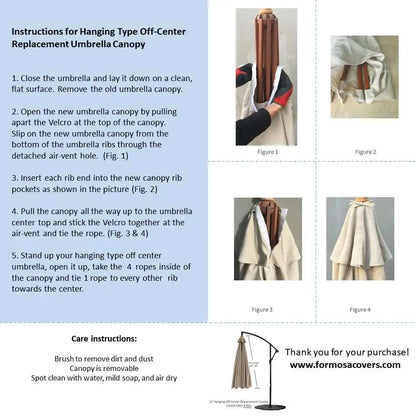 9 ft Cantilever Hanging Umbrella 6 Rib Replacement Canopy