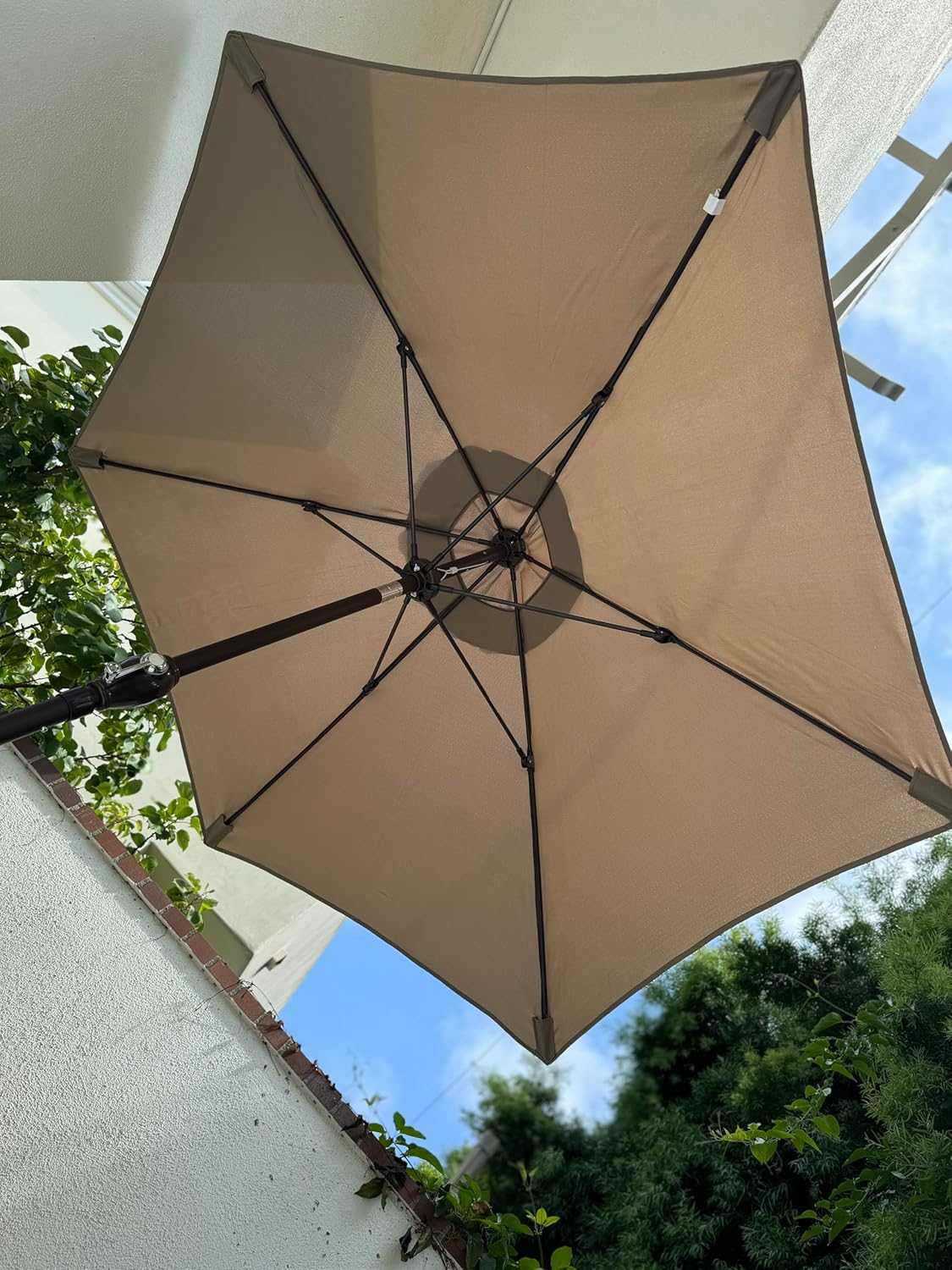 7.5ft Aluminum Patio Garden Market Umbrella with Crank and Tilt Mechanism Taupe - Formosa Covers