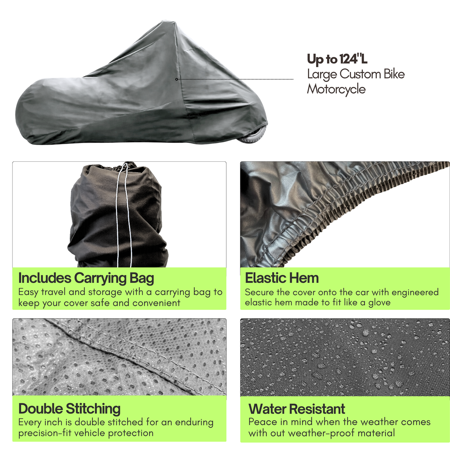 Indoor Soft Cotton Ultra Large Custom Bike Motorcycle Cover up to 124"L - Formosa Covers