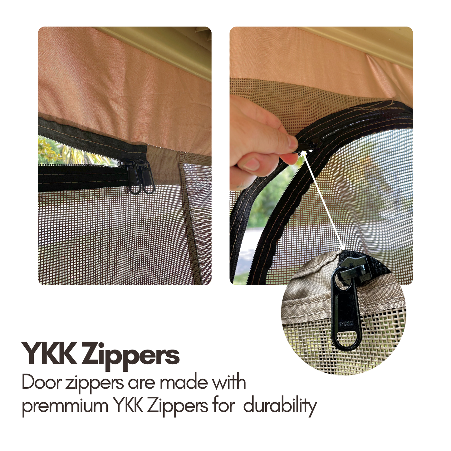 2+2 Passenger Golf Cart Driving Enclosure Cover (4 Passenger Short Roof 58") Texteline Mesh Taupe - Formosa Covers