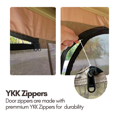 2+2 Passenger Golf Cart Driving Enclosure Cover (4 Passenger Short Roof 58") Texteline Mesh Taupe - Formosa Covers