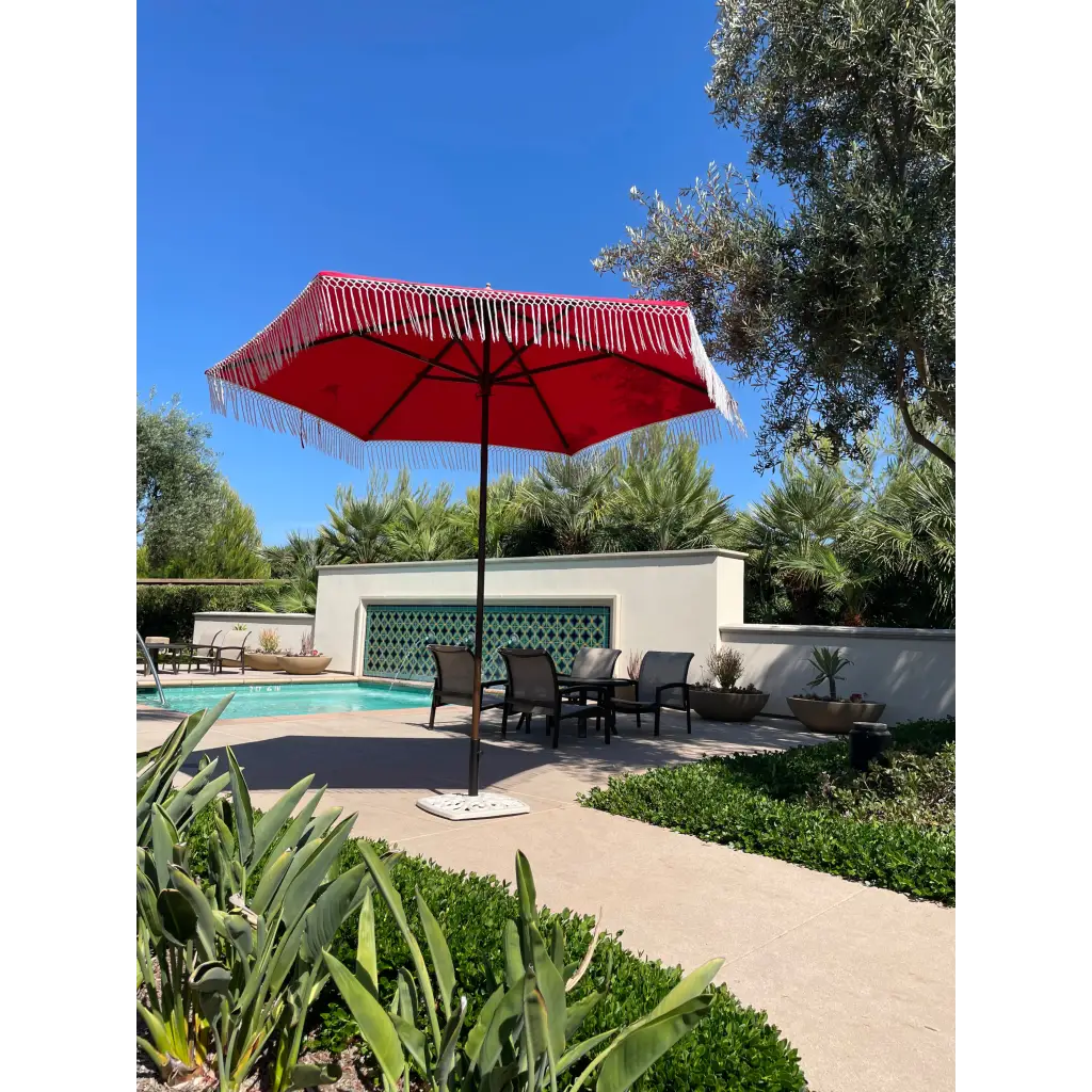 9ft 6 Ribs Replacement Umbrella Canopy w/ Tassels in Red