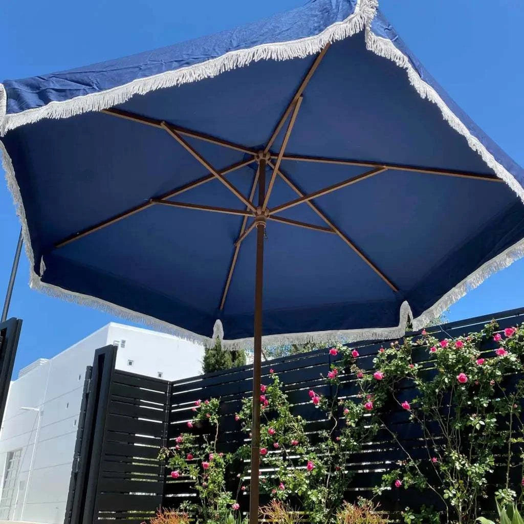 9ft 6 Ribs Replacement Umbrella Canopy w/Fringed Valance in