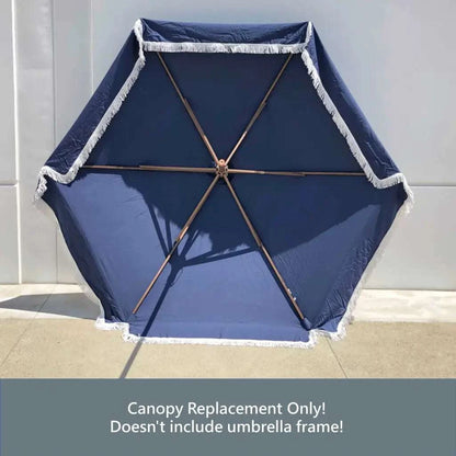 9ft 6 Ribs Replacement Umbrella Canopy w/Fringed Valance in