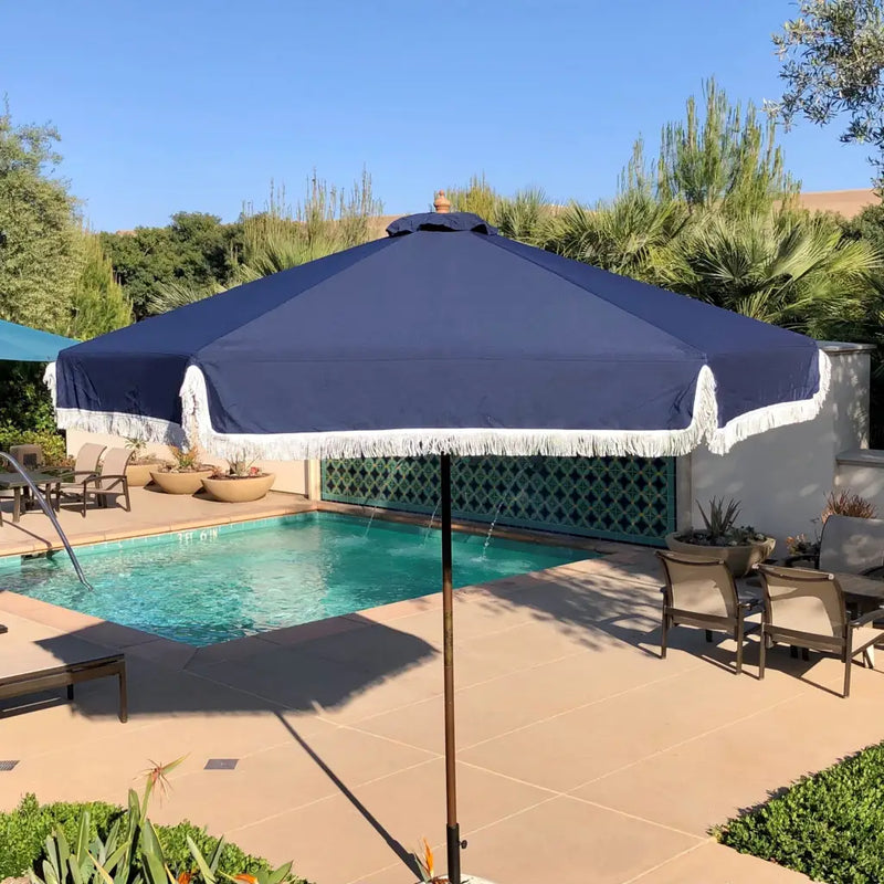 9ft 6 Ribs Replacement Umbrella Canopy w/Fringed Valance in