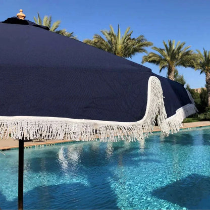 9ft 6 Ribs Replacement Umbrella Canopy w/Fringed Valance in