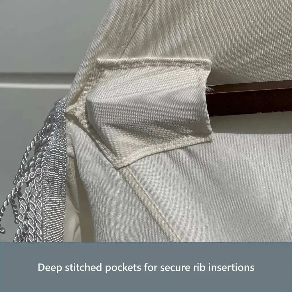 9ft 6 Ribs Replacement Umbrella Canopy w/Fringed Valance in