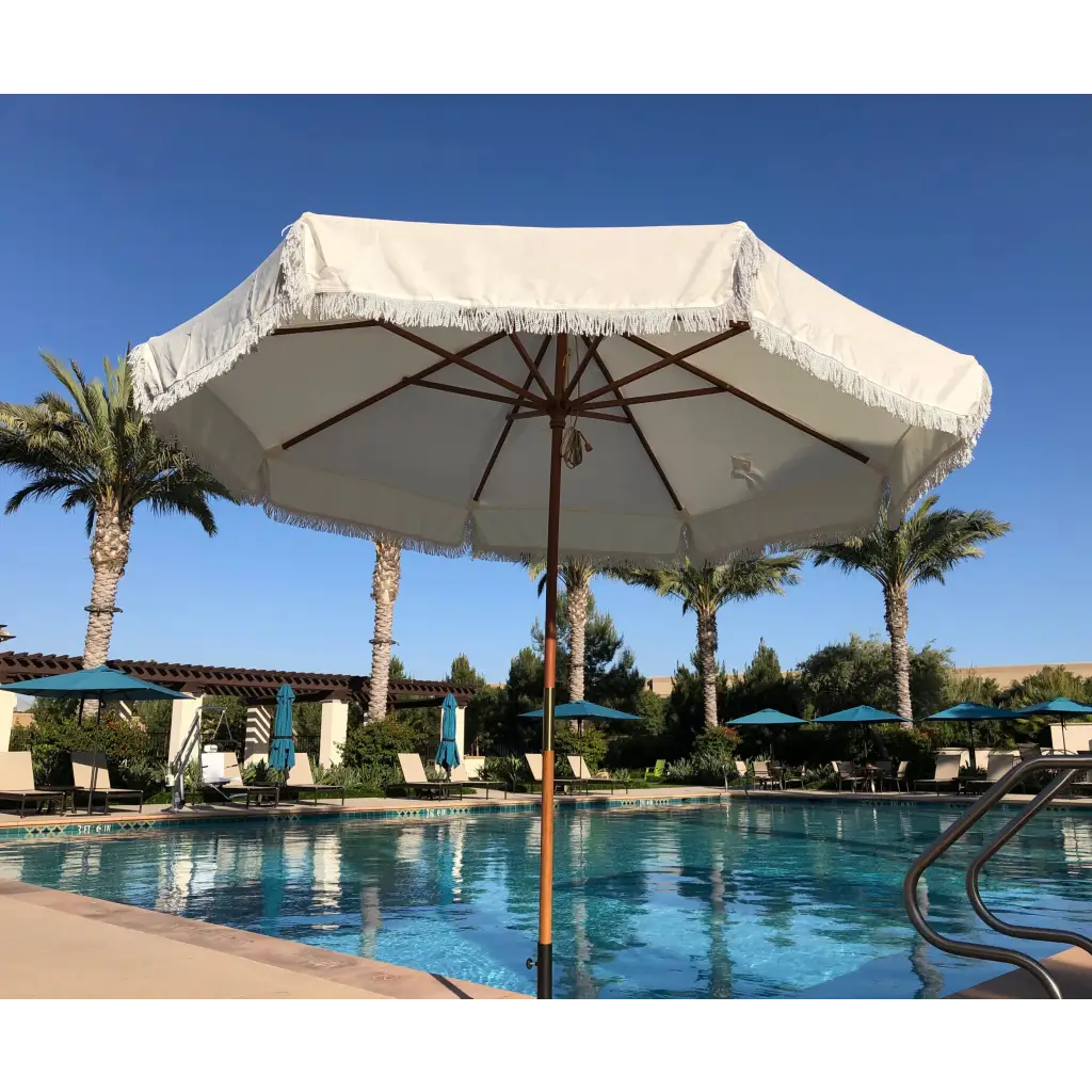9ft 6 Ribs Replacement Umbrella Canopy w/Fringed Valance in
