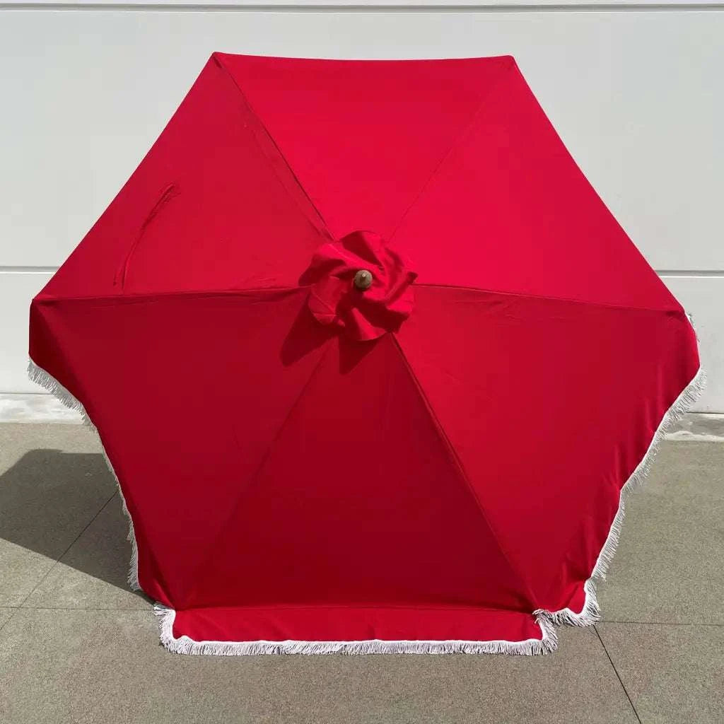 9ft 6 Ribs Replacement Umbrella Canopy w/Fringed Valance in