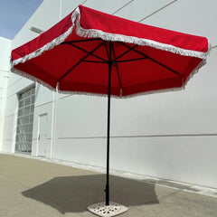 9ft 6 Ribs Replacement Umbrella Canopy w/Fringed Valance in