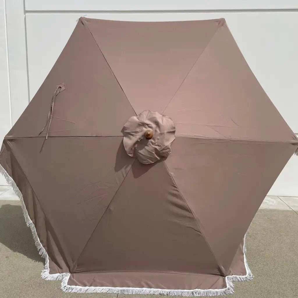 9ft 6 Ribs Replacement Umbrella Canopy w/Fringed Valance in