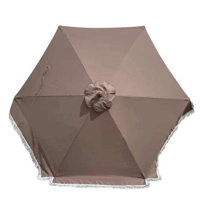 9ft 6 Ribs Replacement Umbrella Canopy w/Fringed Valance in