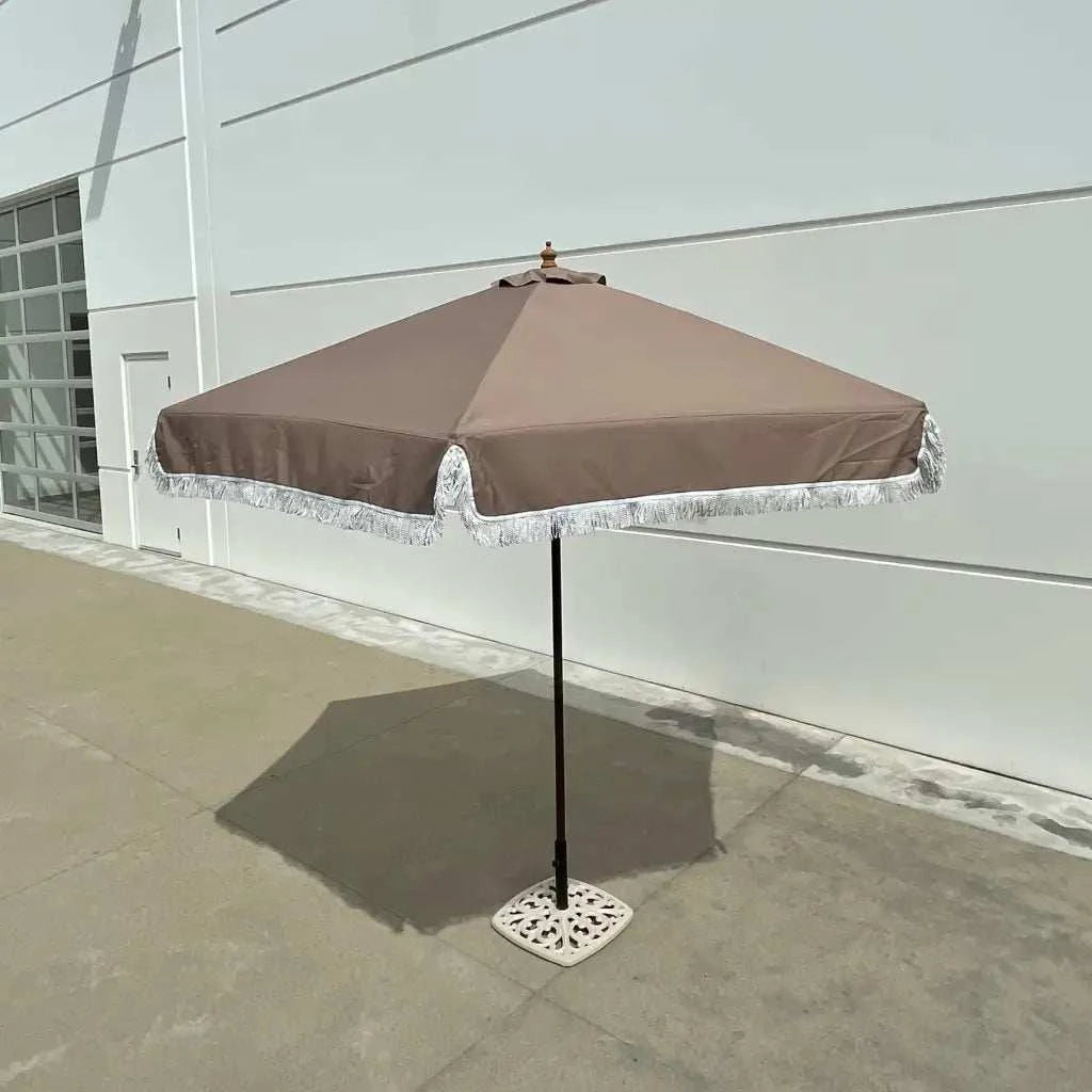 9ft 6 Ribs Replacement Umbrella Canopy w/Fringed Valance in