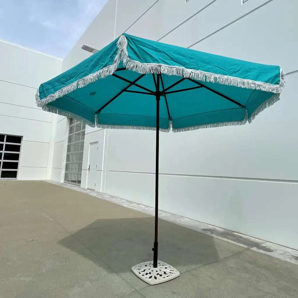 9ft 6 Ribs Replacement Umbrella Canopy w/Fringed Valance in