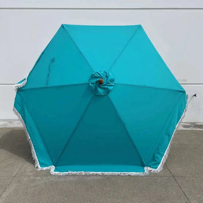 9ft 6 Ribs Replacement Umbrella Canopy w/Fringed Valance in