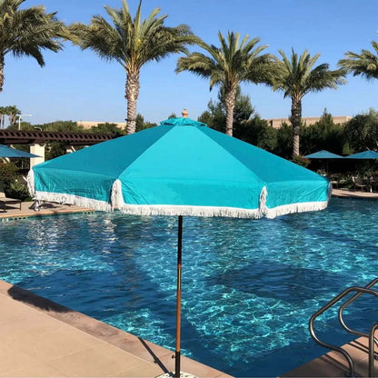 9ft 6 Ribs Replacement Umbrella Canopy w/Fringed Valance in