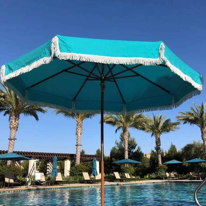 9ft 6 Ribs Replacement Umbrella Canopy w/Fringed Valance in