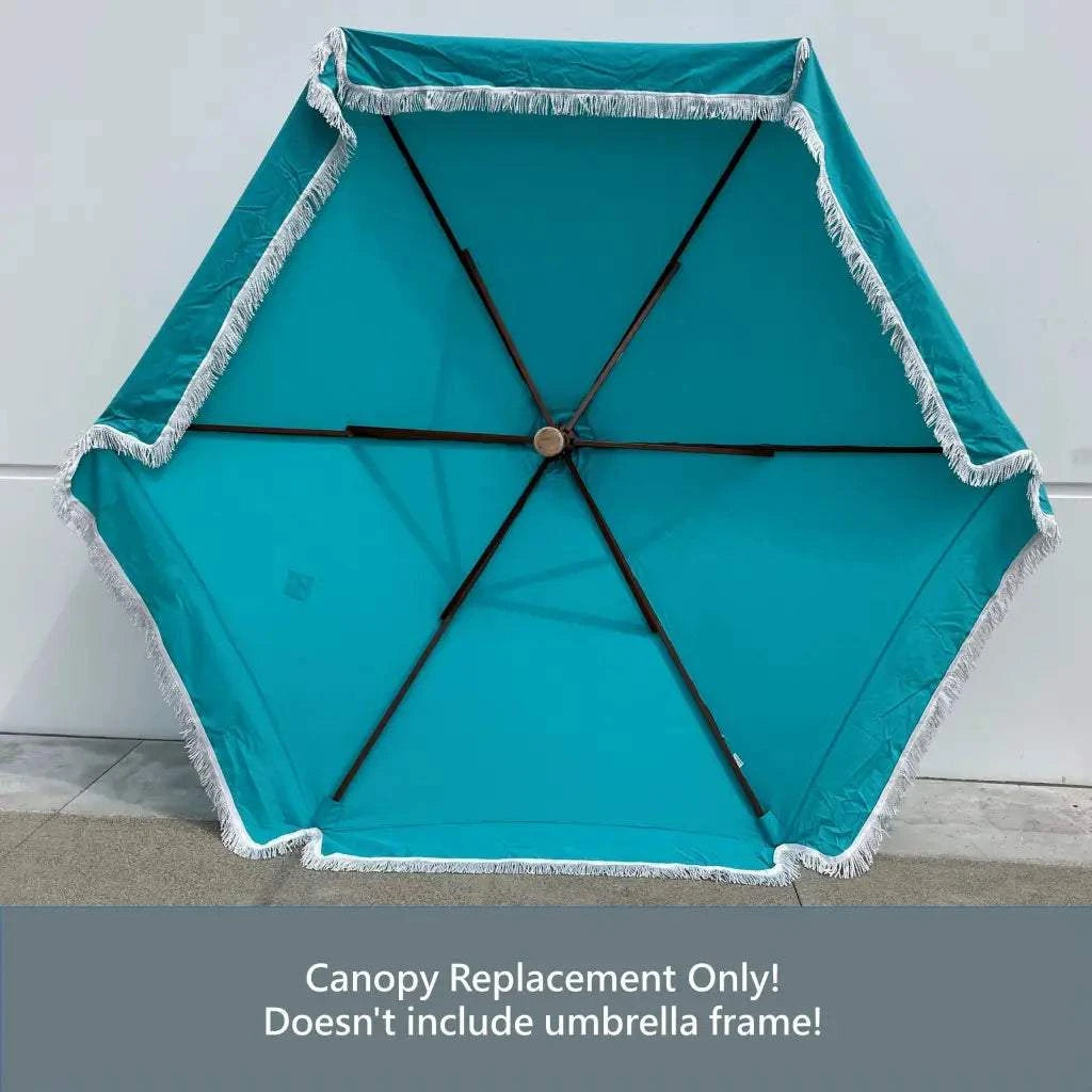 9ft 6 Ribs Replacement Umbrella Canopy w/Fringed Valance in