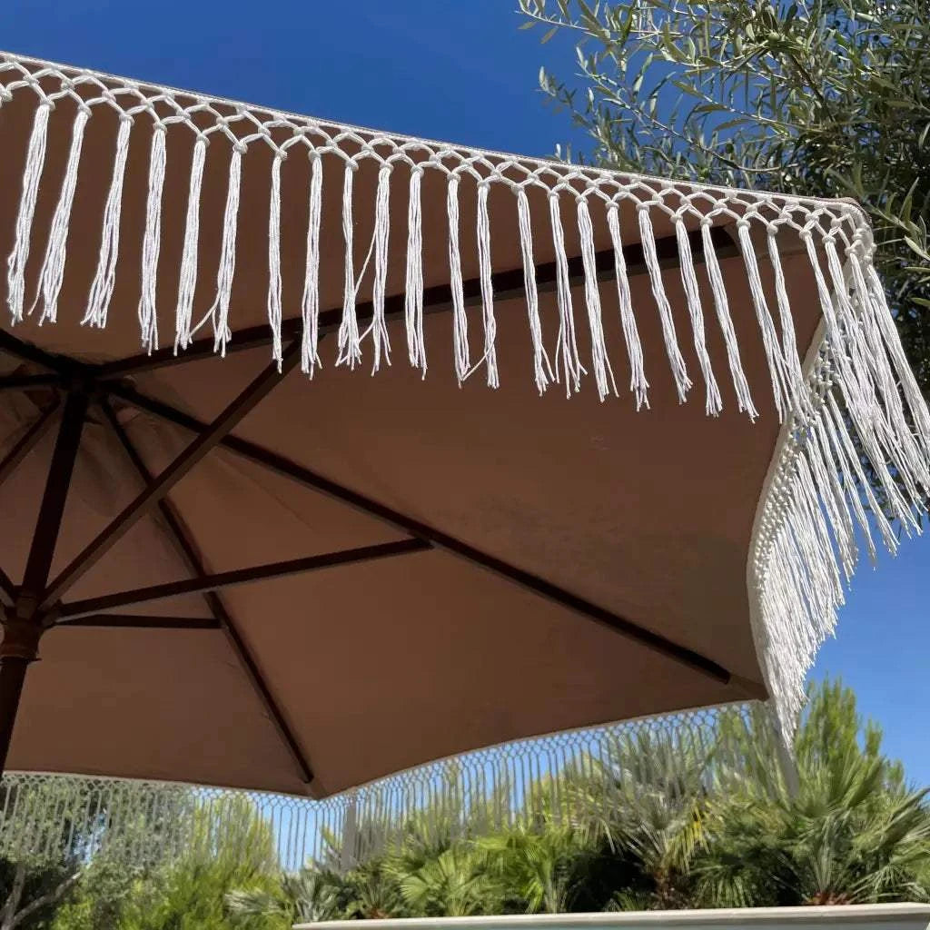 9ft 8 Ribs Replacement Umbrella Canopy w/ Tassels in Taupe