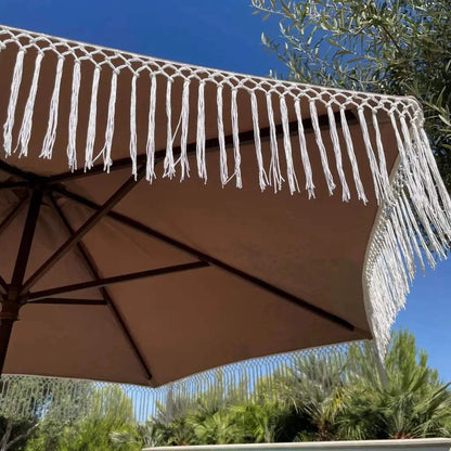 9ft 8 Ribs Replacement Umbrella Canopy w/ Tassels in Taupe