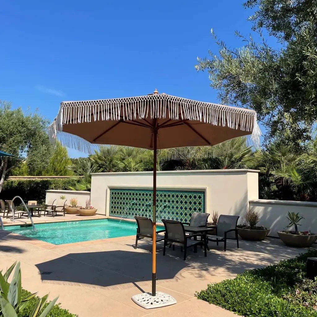 9ft 8 Ribs Replacement Umbrella Canopy w/ Tassels in Taupe