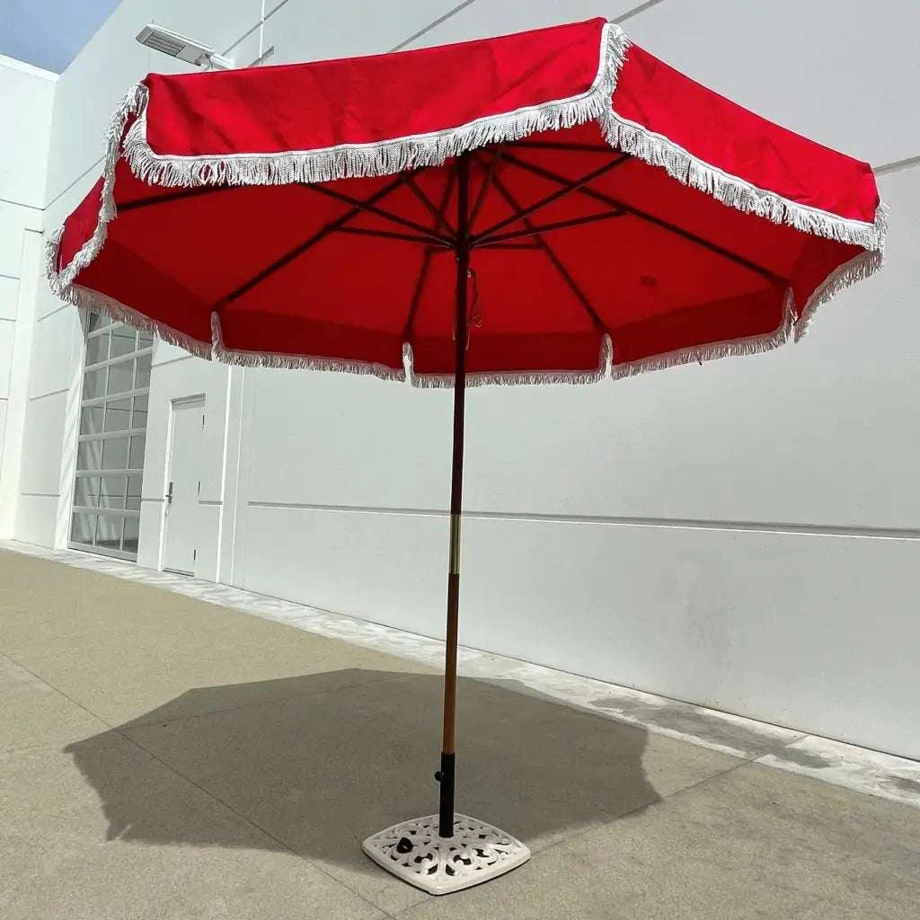 9ft 8 Ribs Replacement Umbrella Canopy w/Fringed Valance in