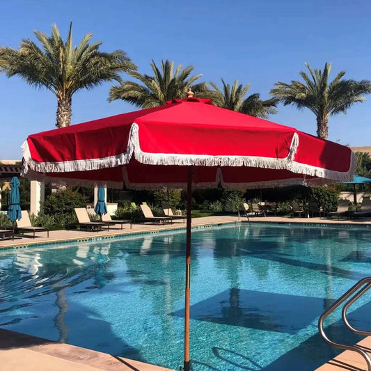 9ft 8 Ribs Replacement Umbrella Canopy w/Fringed Valance in