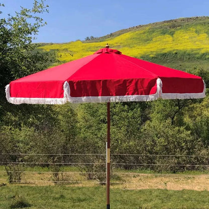 9ft 8 Ribs Replacement Umbrella Canopy w/Fringed Valance in