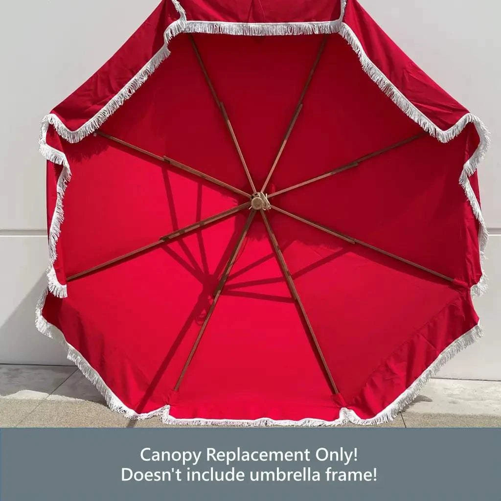 9ft 8 Ribs Replacement Umbrella Canopy w/Fringed Valance in