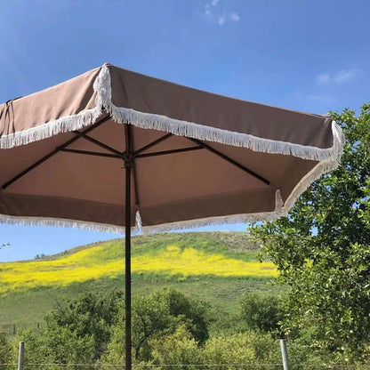 9ft 8 Ribs Replacement Umbrella Canopy w/Fringed Valance in