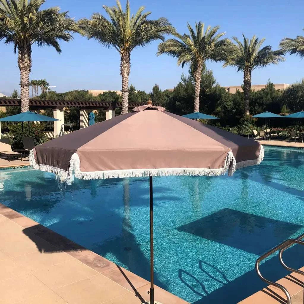 9ft 8 Ribs Replacement Umbrella Canopy w/Fringed Valance in
