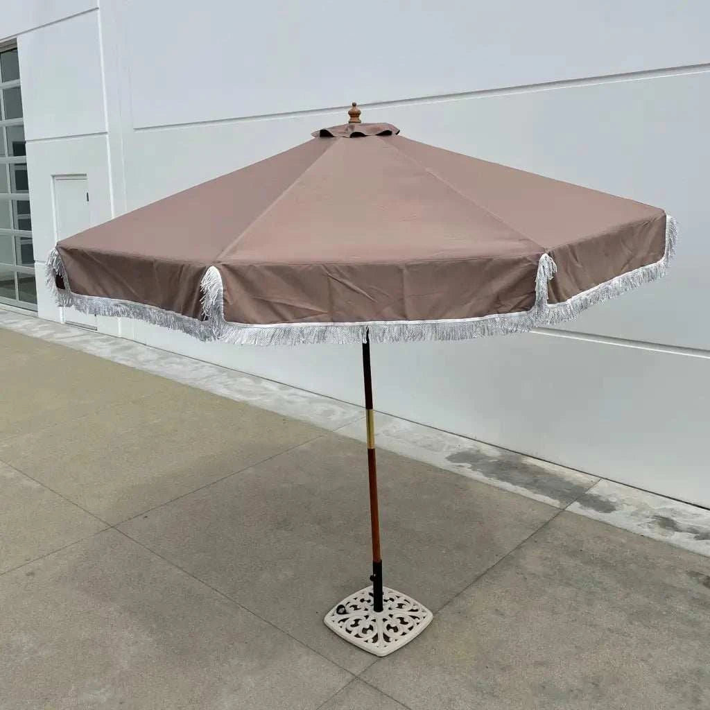 9ft 8 Ribs Replacement Umbrella Canopy w/Fringed Valance in