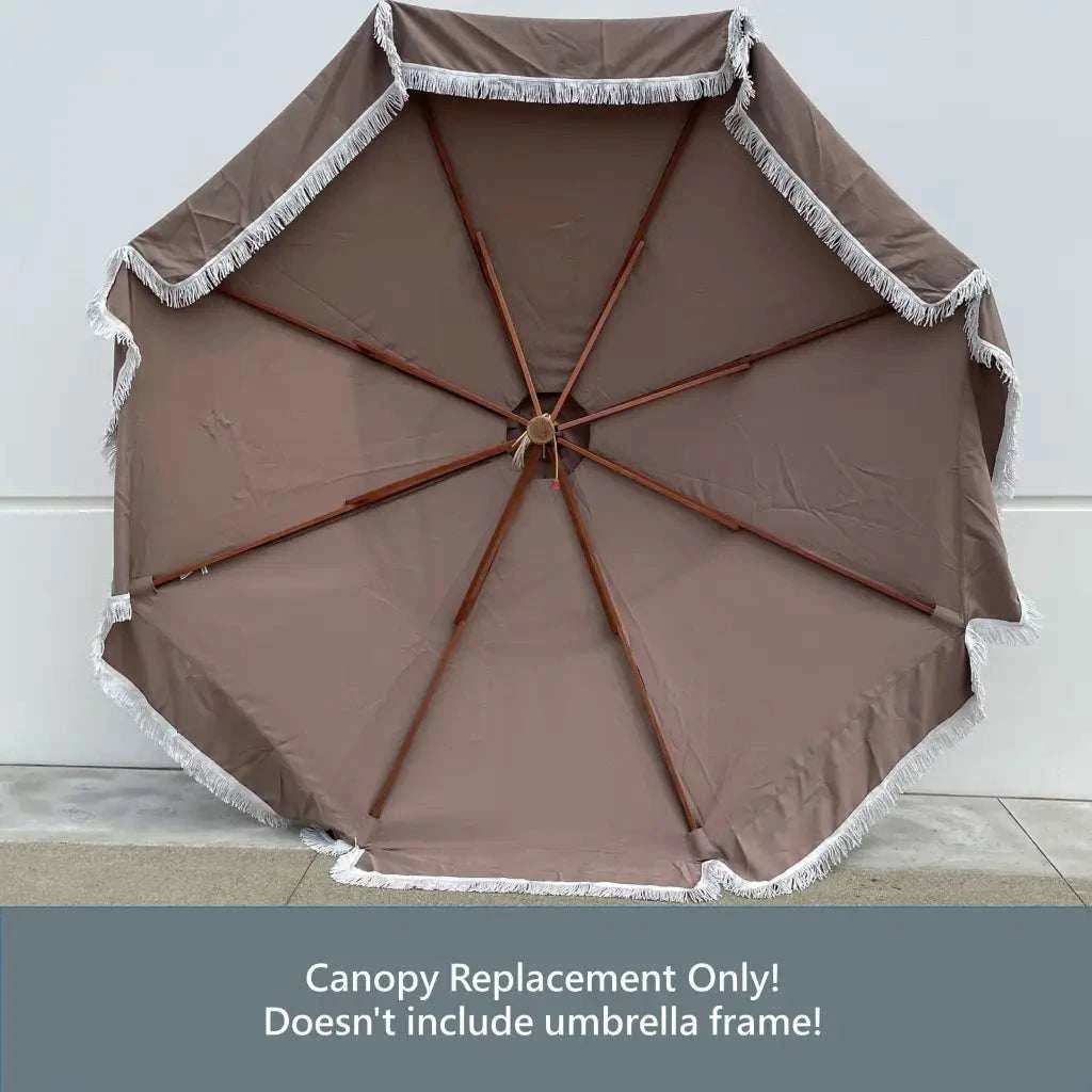 9ft 8 Ribs Replacement Umbrella Canopy w/Fringed Valance in