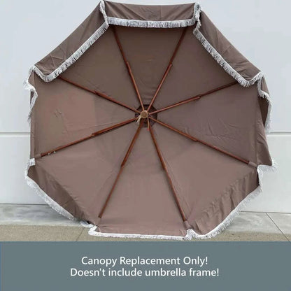 9ft 8 Ribs Replacement Umbrella Canopy w/Fringed Valance in
