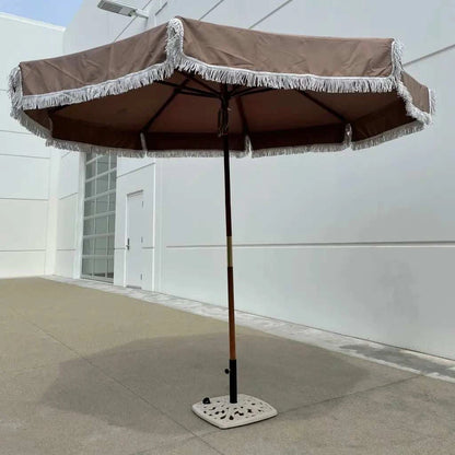 9ft 8 Ribs Replacement Umbrella Canopy w/Fringed Valance in