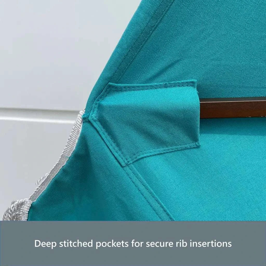 9ft 8 Ribs Replacement Umbrella Canopy w/Fringed Valance in