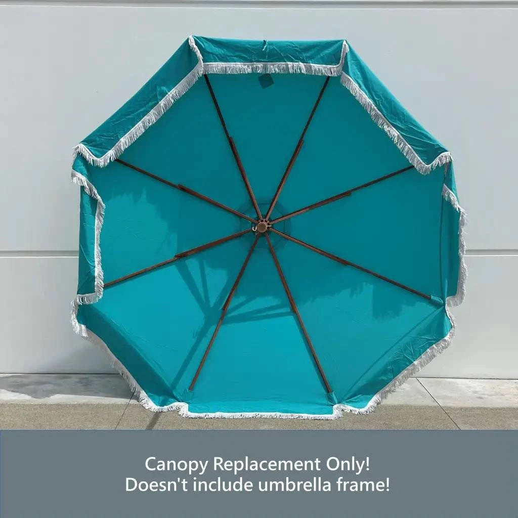 9ft 8 Ribs Replacement Umbrella Canopy w/Fringed Valance in