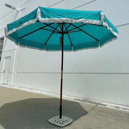 9ft 8 Ribs Replacement Umbrella Canopy w/Fringed Valance in