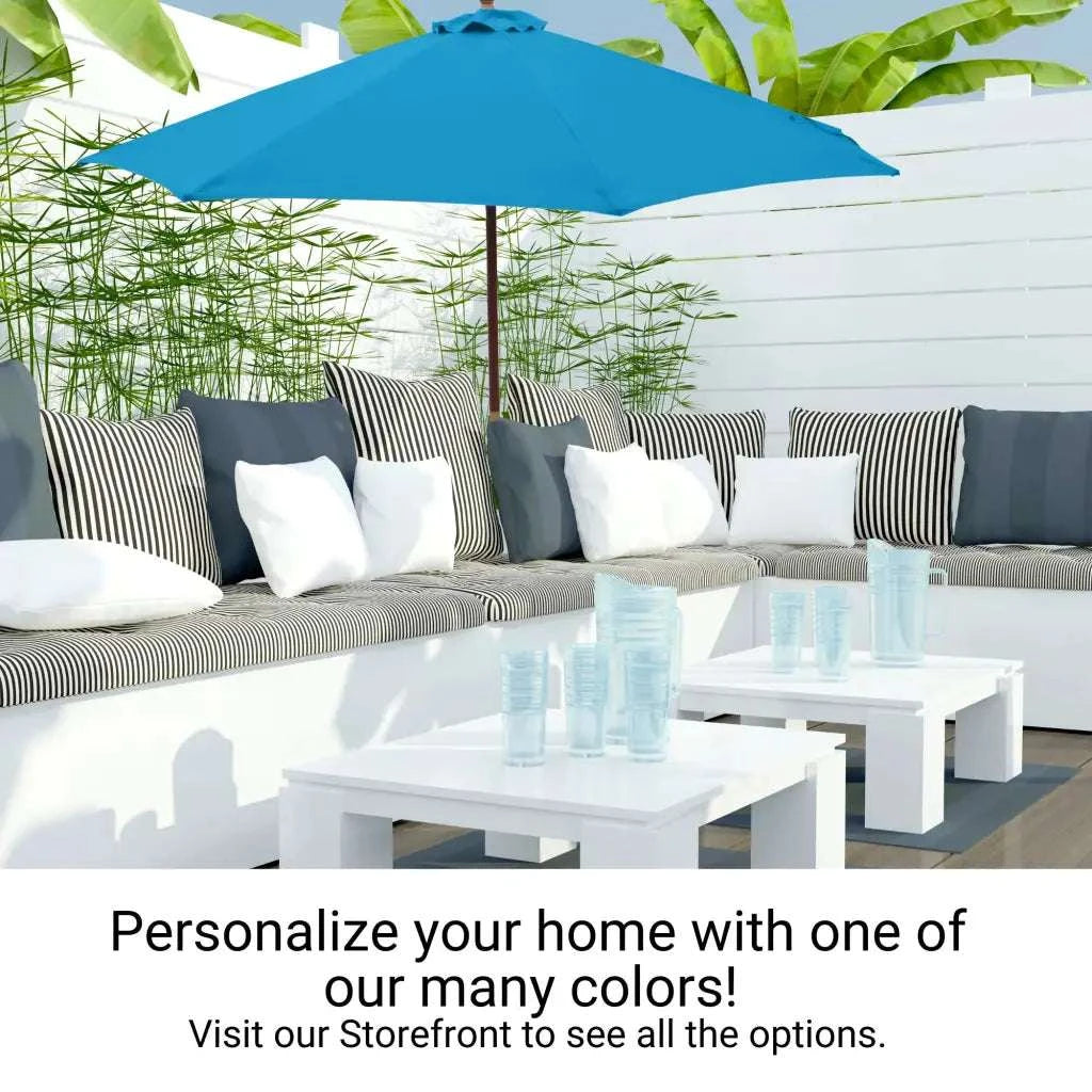 aqua patio umbrella Teal 9ft 6-Rib Market Patio Umbrella Canopy Replacement – Formosa Covers