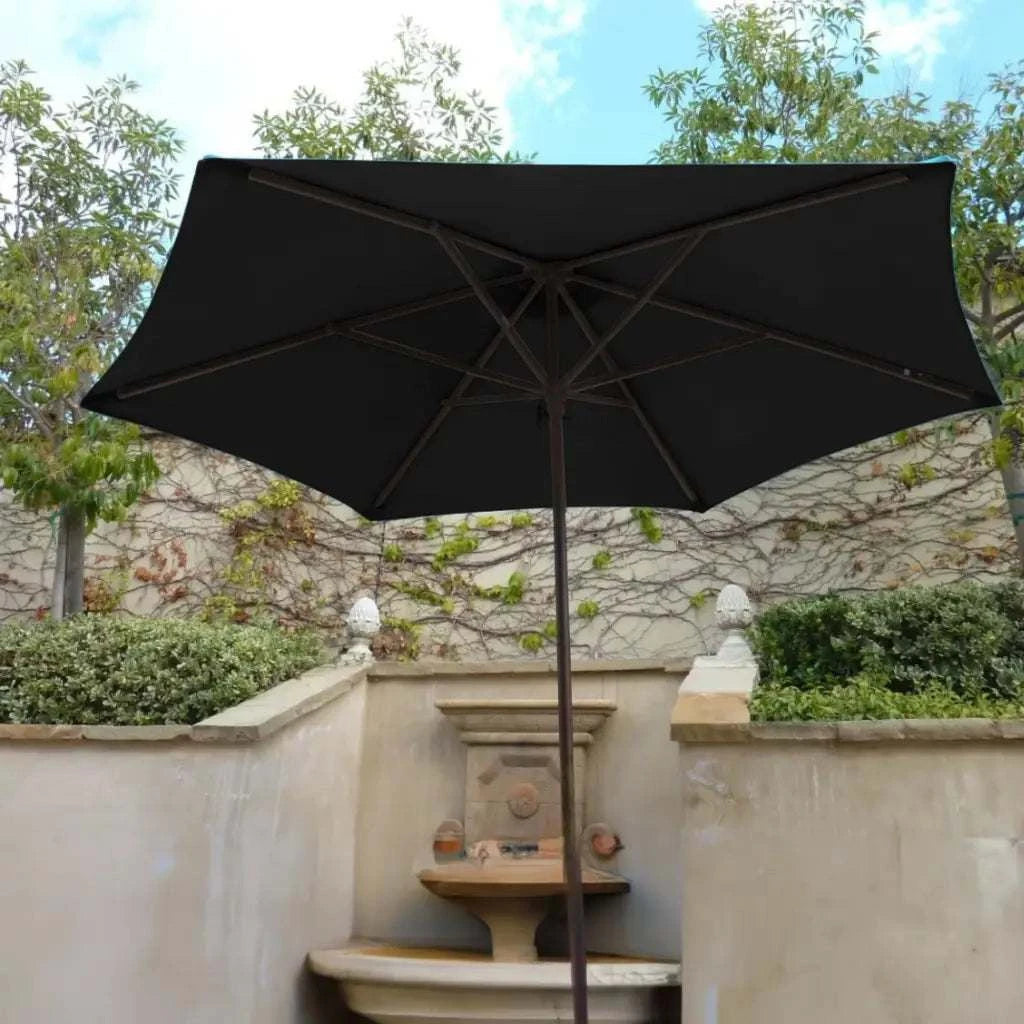 9ft Market Patio Umbrella 6 Rib Replacement Canopy Black