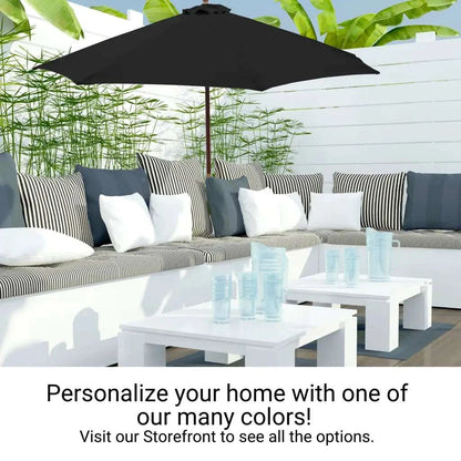 9ft Market Patio Umbrella 6 Rib Replacement Canopy Black