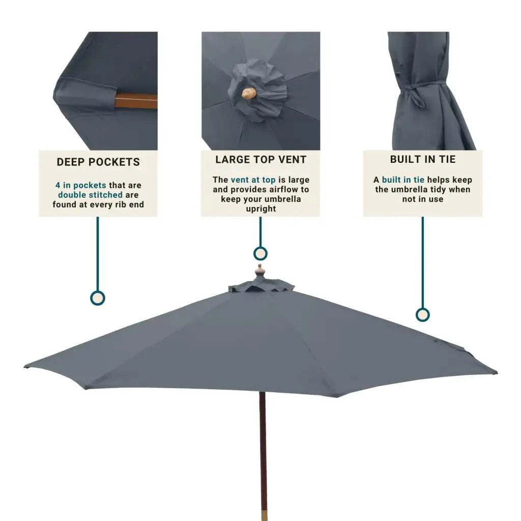 9ft Market Patio Umbrella 6 Rib Replacement Canopy Charcoal