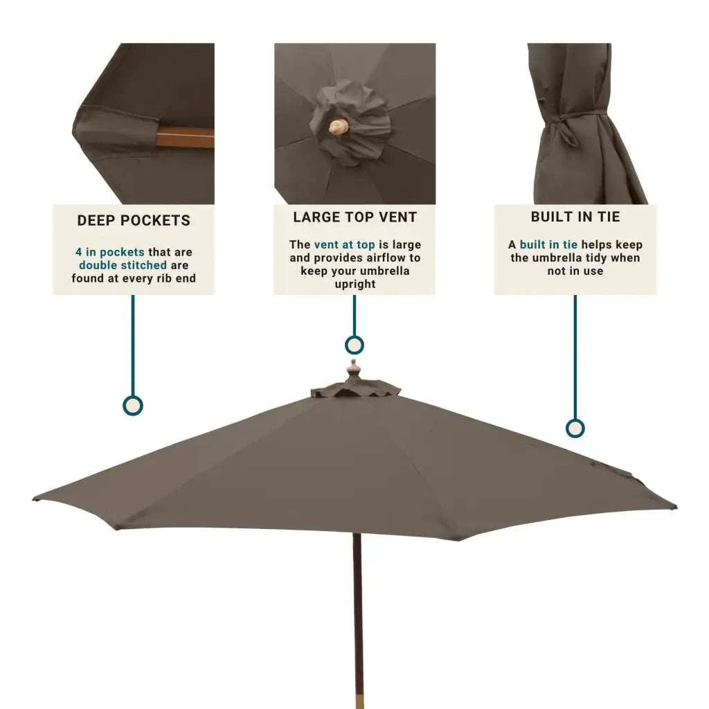 9ft Market Patio Umbrella 6 Rib Replacement Canopy Cocoa - 9