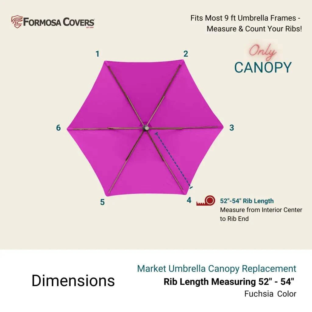 9ft Market Patio Umbrella 6 Rib Replacement Canopy Fuchsia -