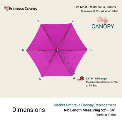 9ft Market Patio Umbrella 6 Rib Replacement Canopy Fuchsia -