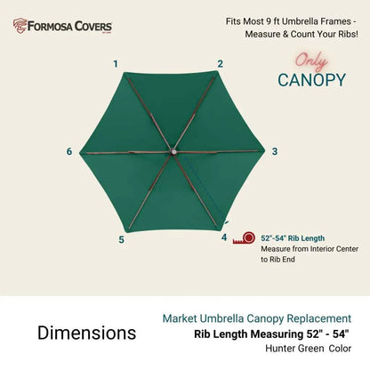 9ft Market Patio Umbrella 6 Rib Replacement Canopy Hunter
