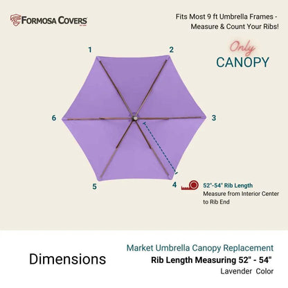 9ft Market Patio Umbrella 6 Rib Replacement Canopy Lavender